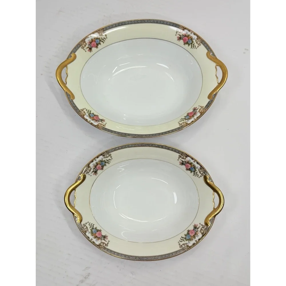 Lot 2 Noritake Grasmere Handled Serving Bowls Oval Vegetable Japan 76567